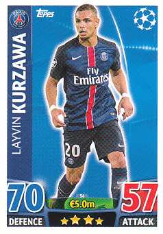 Layvin Kurzawa Paris Saint-Germain 2015/16 Topps Match Attax CL #56
